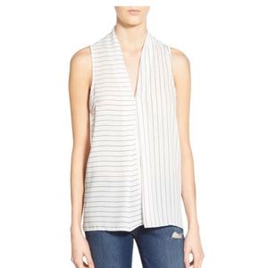 Stripe V-Neck Sleeveless Top by LEITH